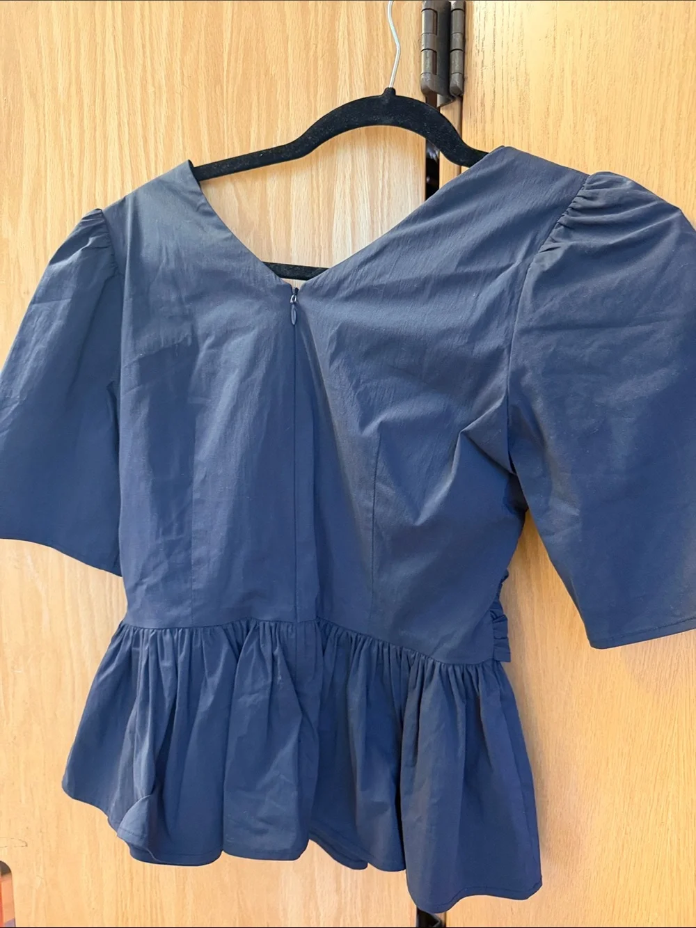 HUNTER BELL Navy Tie-Front Peplum Top Dress